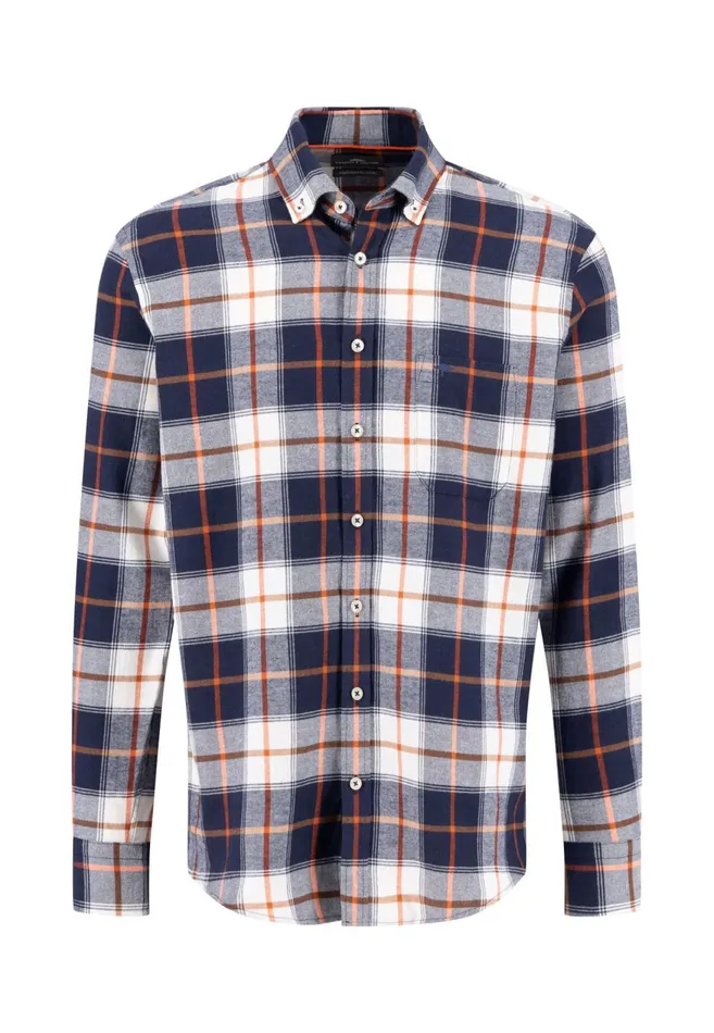 FYNCHHATTON Checked Shirt With Buttondown Collar Winter Whiteflamenavy Men Shirts