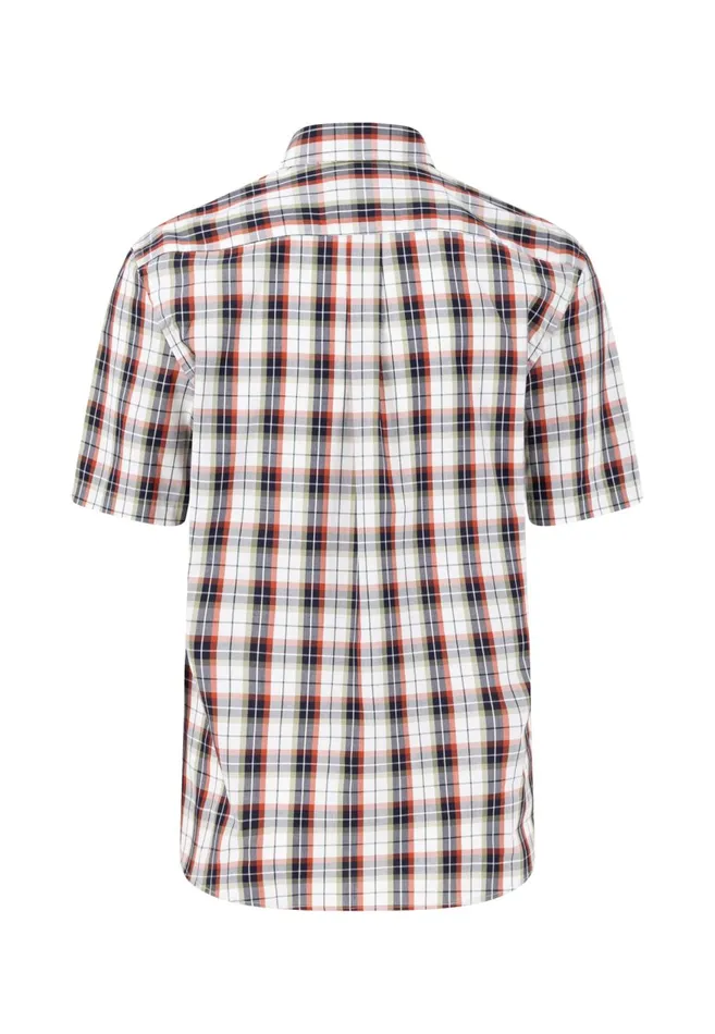 FYNCHHATTON Checkered Shortsleeved Shirt With Buttondown Collar Light Khaki Men Shirts
