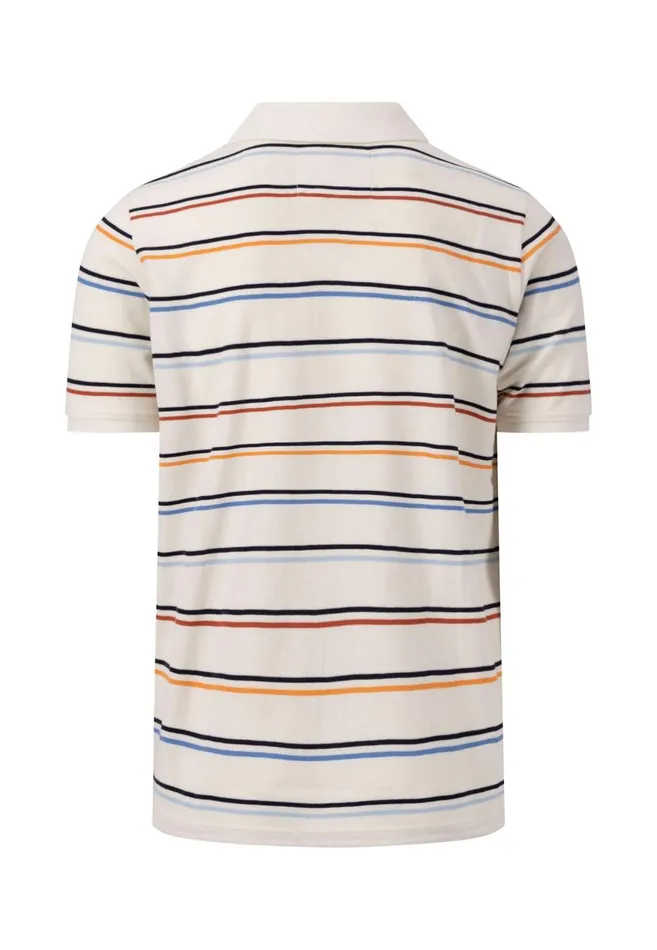 FYNCHHATTON Colorful Striped Polo Shirt Made Of Premium Cotton Navyoffwhite Men Polo Shirt FYNCHHATTON Colorful Striped Polo Shirt Made Of Premium Cotton Navyoffwhite Men Polo Shirt