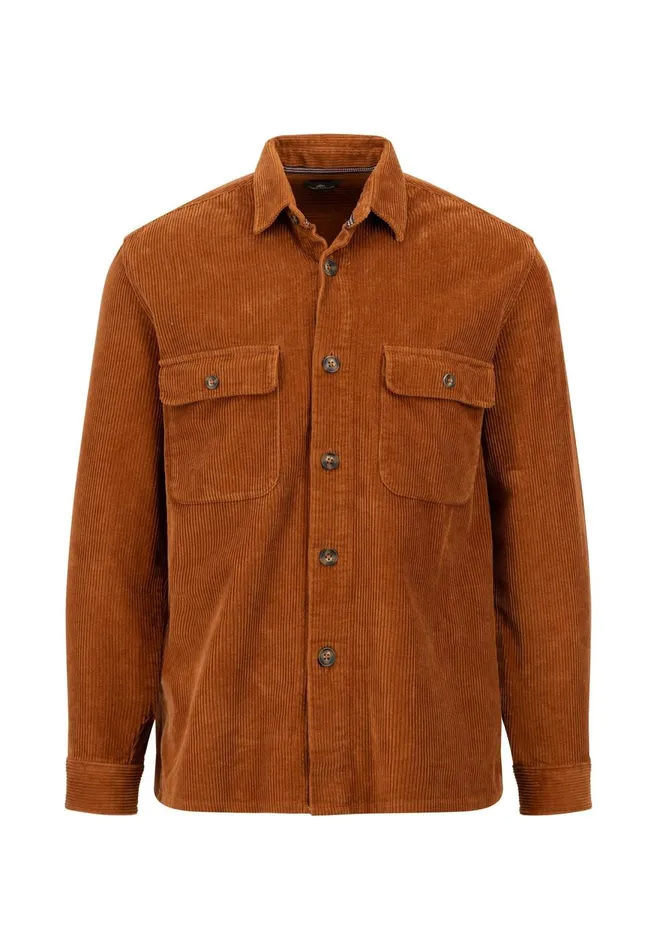 FYNCHHATTON Cord Overhirt With A Kent Collar Hazelcloud Bluenavywinter White Men Shirts