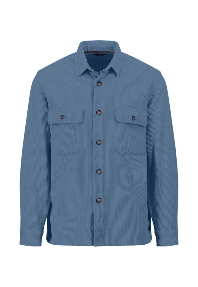 FYNCHHATTON Cord Overhirt With A Kent Collar Hazelcloud Bluenavywinter White Men Shirts