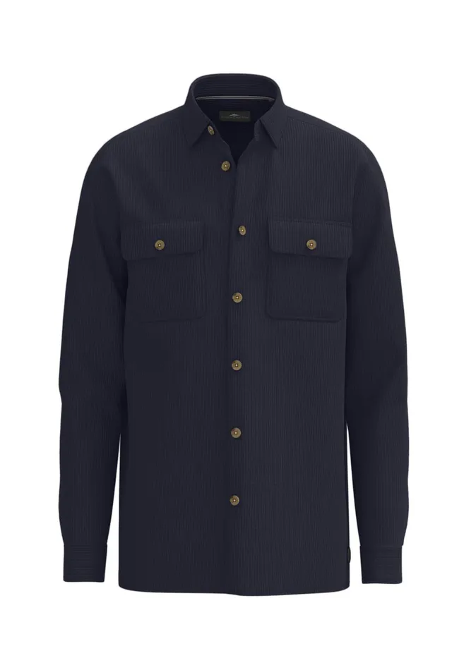 FYNCHHATTON Cord Overhirt With A Kent Collar Hazelcloud Bluenavywinter White Men Shirts