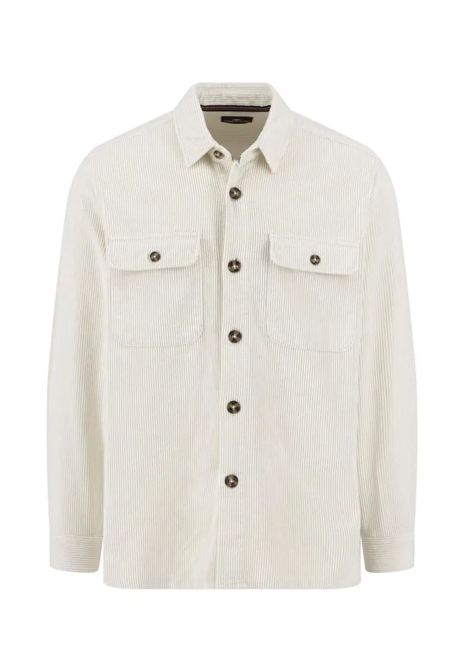 FYNCHHATTON Cord Overhirt With A Kent Collar Hazelcloud Bluenavywinter White Men Shirts