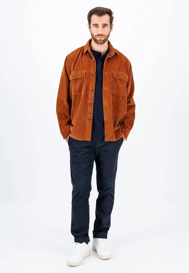 FYNCHHATTON Cord Overhirt With A Kent Collar Hazelcloud Bluenavywinter White Men Shirts