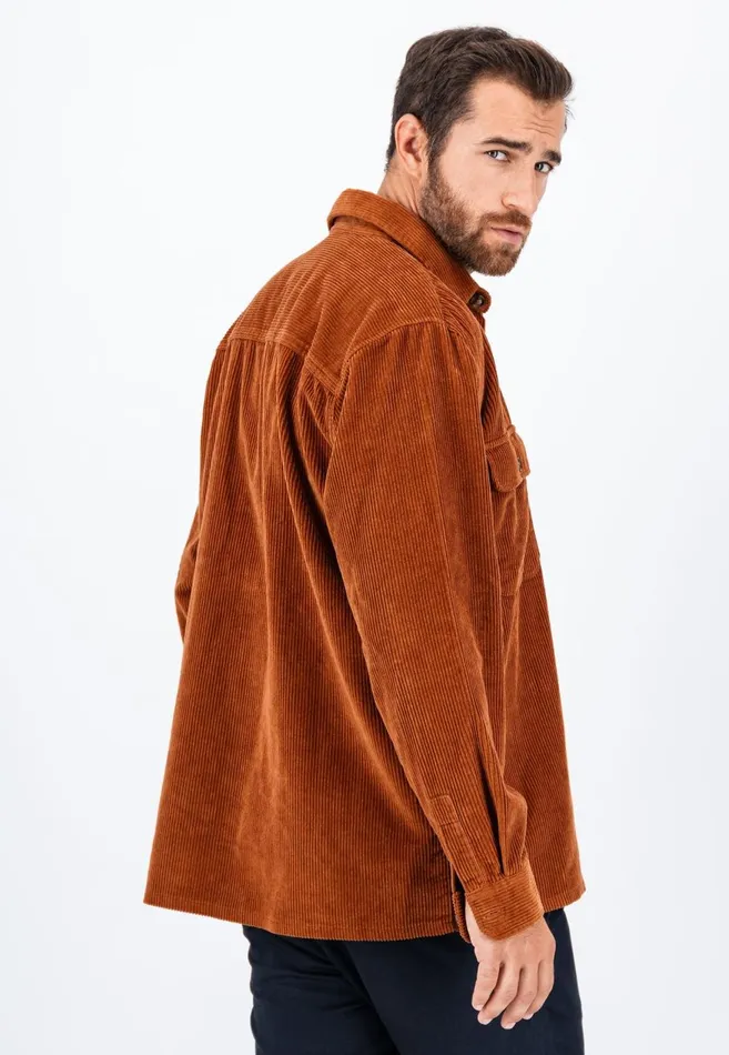 FYNCHHATTON Cord Overhirt With A Kent Collar Hazelcloud Bluenavywinter White Men Shirts