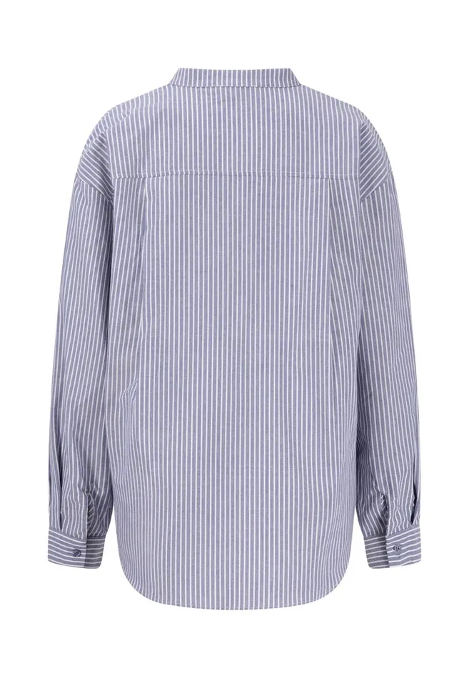 FYNCHHATTON Cotton Blouse With Subtle Strip Pattern Blue Purple Women Blouses