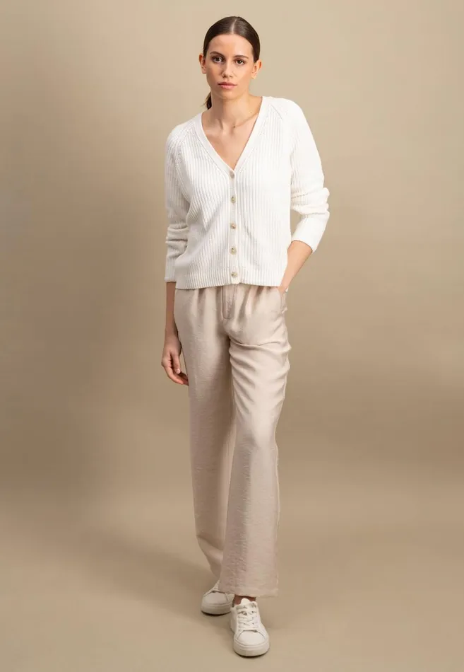 FYNCHHATTON Cotton Knitted Jacket With A Button Placket Milksummer Taupe Women Cardigan