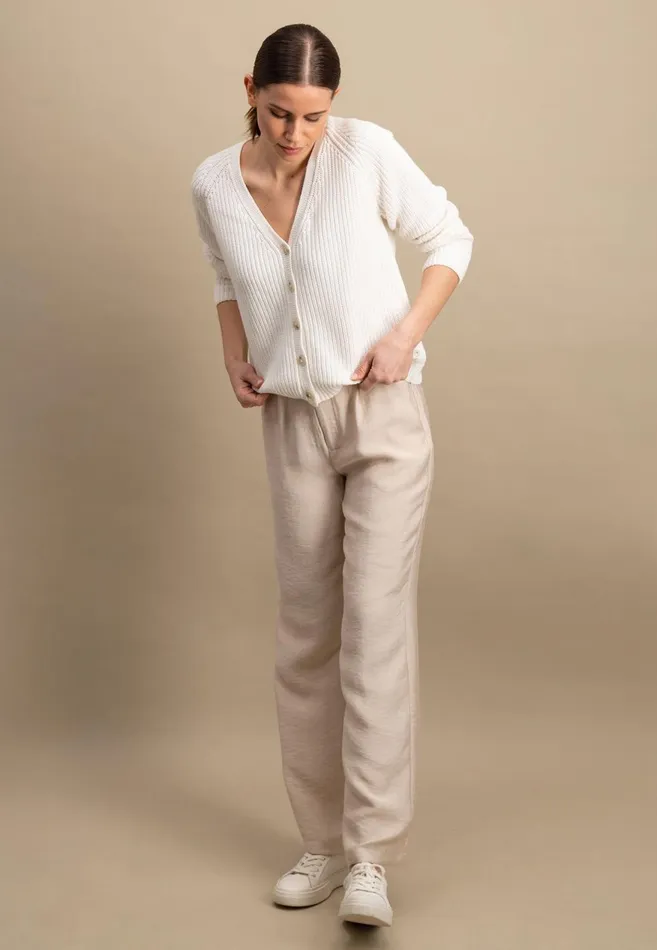 FYNCHHATTON Cotton Knitted Jacket With A Button Placket Milksummer Taupe Women Cardigan