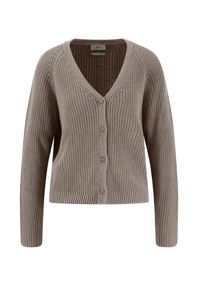 FYNCHHATTON Cotton Knitted Jacket With A Button Placket Milksummer Taupe Women Cardigan