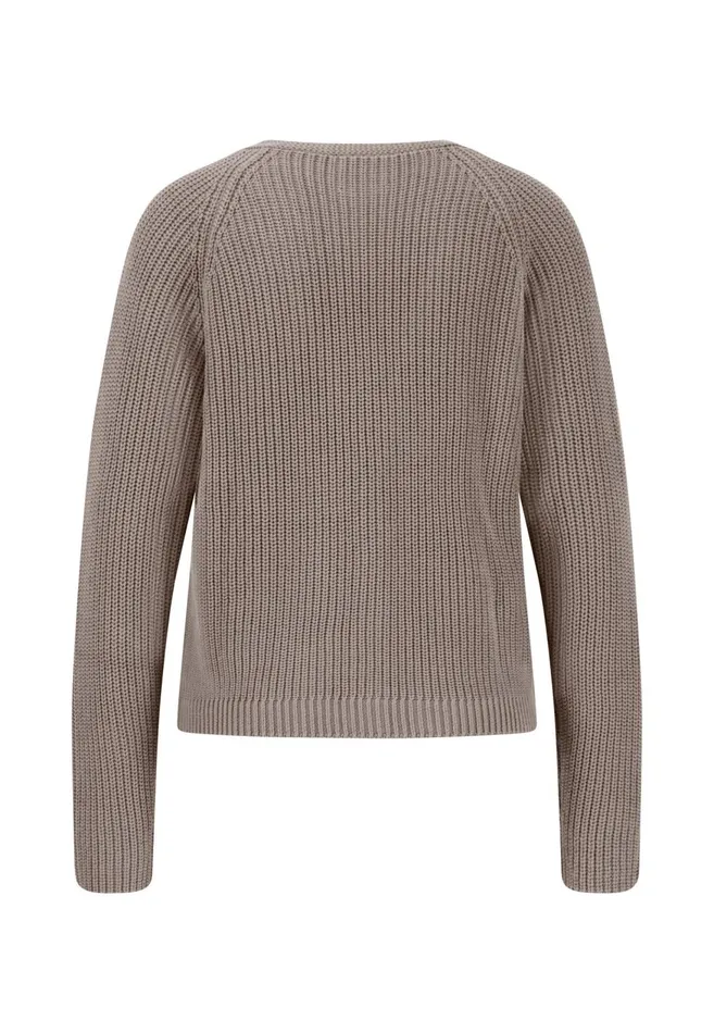 FYNCHHATTON Cotton Knitted Jacket With A Button Placket Milksummer Taupe Women Cardigan