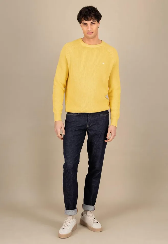 FYNCHHATTON Cotton Knitting Sweaters With A Logodail Vivid Yellowstrong Bluenavynew Offwhite Men Sweater