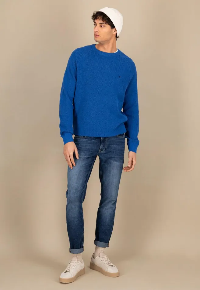 FYNCHHATTON Cotton Knitting Sweaters With A Logodail Vivid Yellowstrong Bluenavynew Offwhite Men Sweater