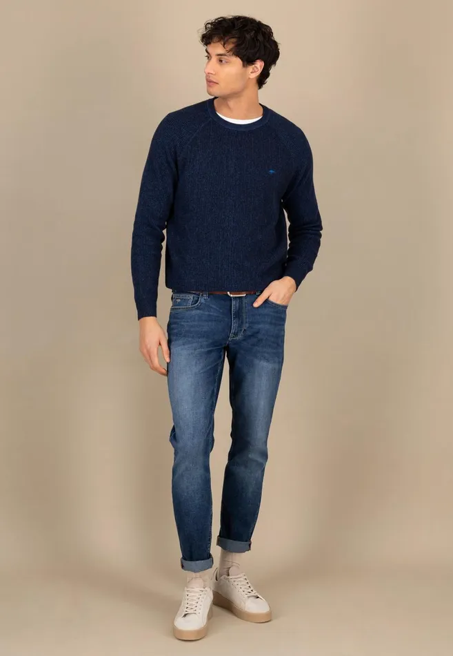 FYNCHHATTON Cotton Knitting Sweaters With A Logodail Vivid Yellowstrong Bluenavynew Offwhite Men Sweater