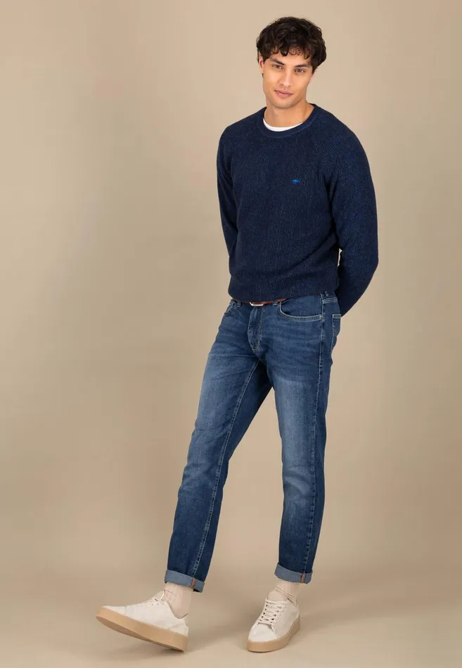 FYNCHHATTON Cotton Knitting Sweaters With A Logodail Vivid Yellowstrong Bluenavynew Offwhite Men Sweater