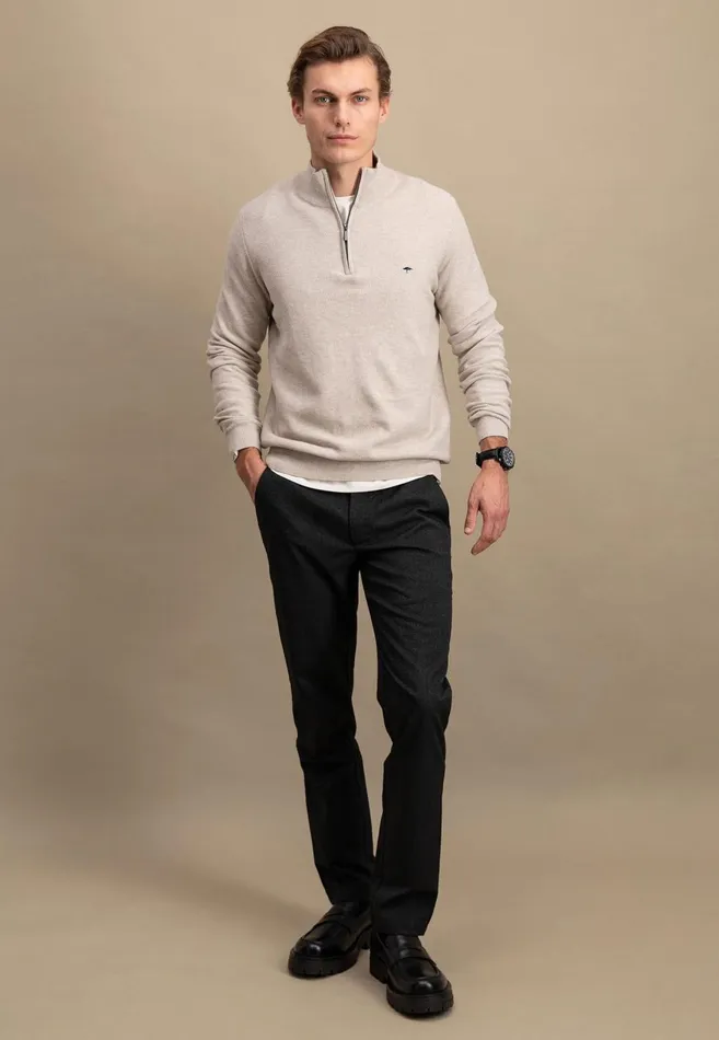 FYNCHHATTON Cotton Knitting Sweaters With A Troyer Collar Winter Whitesteelnightgrass Greenruby Rednavy Men Sweater