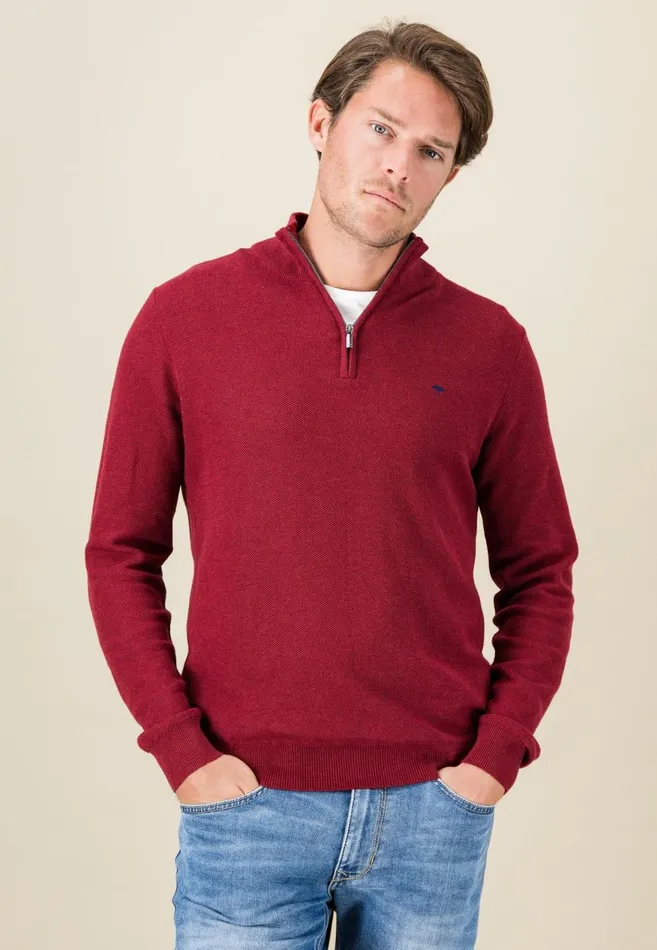 FYNCHHATTON Cotton Knitting Sweaters With A Troyer Collar Winter Whitesteelnightgrass Greenruby Rednavy Men Sweater