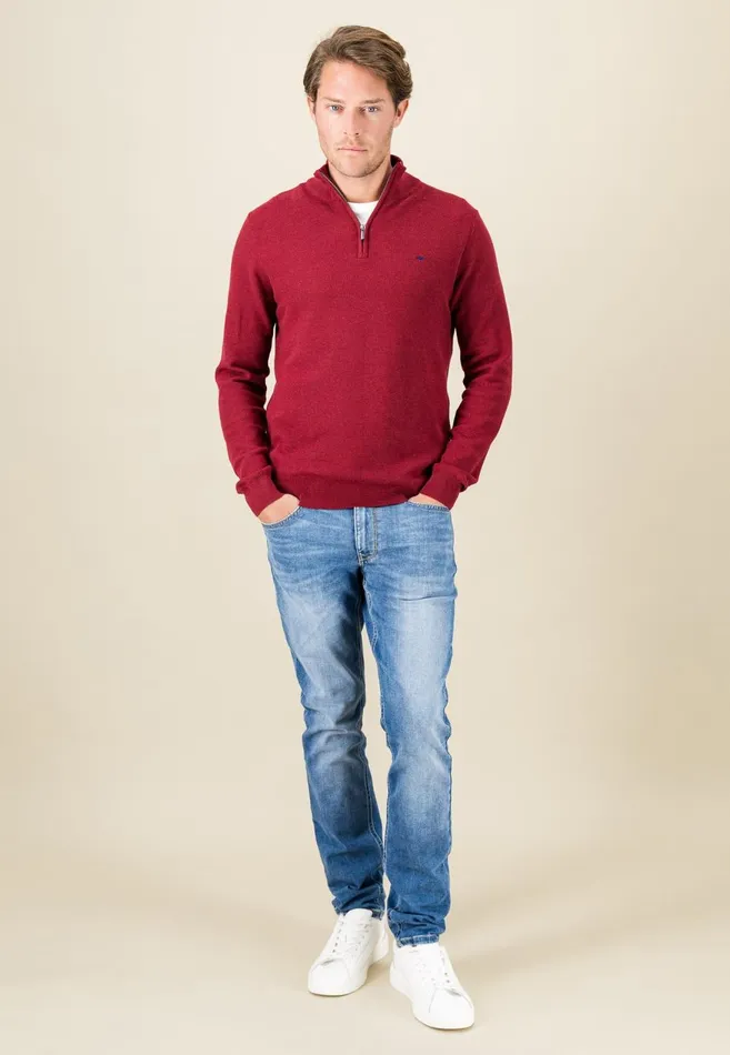 FYNCHHATTON Cotton Knitting Sweaters With A Troyer Collar Winter Whitesteelnightgrass Greenruby Rednavy Men Sweater