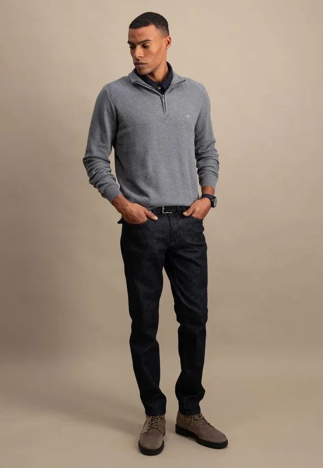 FYNCHHATTON Cotton Knitting Sweaters With A Troyer Collar Winter Whitesteelnightgrass Greenruby Rednavy Men Sweater