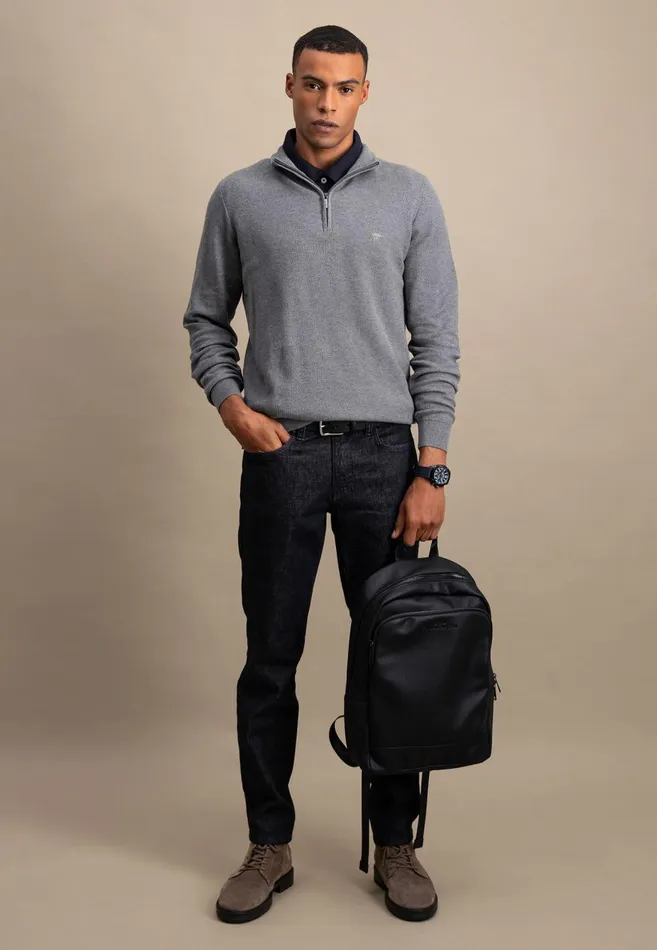 FYNCHHATTON Cotton Knitting Sweaters With A Troyer Collar Winter Whitesteelnightgrass Greenruby Rednavy Men Sweater