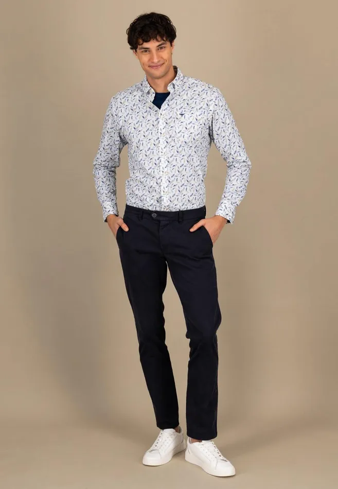 FYNCHHATTON Cotton Shirt With Floral Allover Print Splashy Oceanvivid Yellow Men Shirts