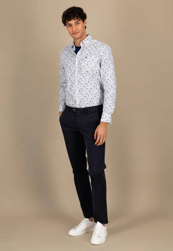 FYNCHHATTON Cotton Shirt With Floral Allover Print Splashy Oceanvivid Yellow Men Shirts