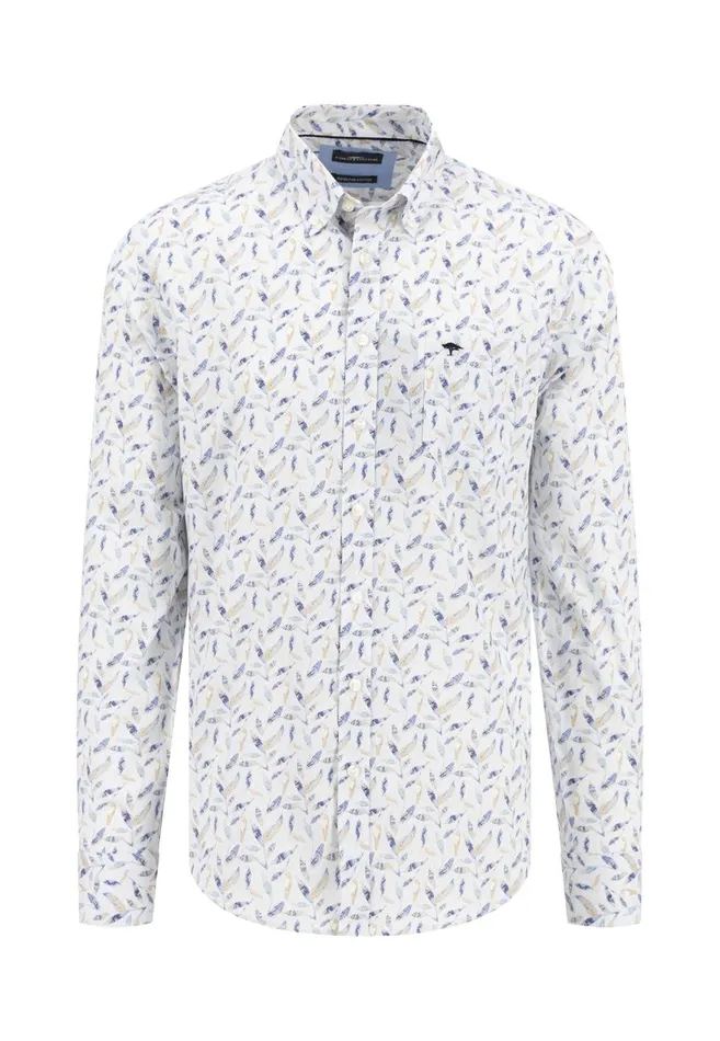 FYNCHHATTON Cotton Shirt With Floral Allover Print Splashy Oceanvivid Yellow Men Shirts