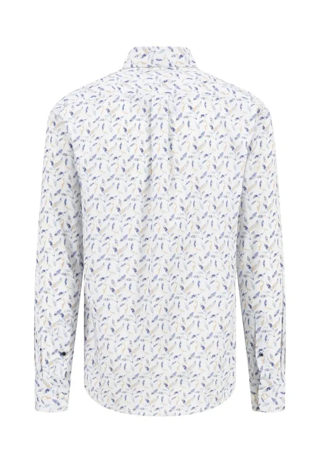 FYNCHHATTON Cotton Shirt With Floral Allover Print Splashy Oceanvivid Yellow Men Shirts