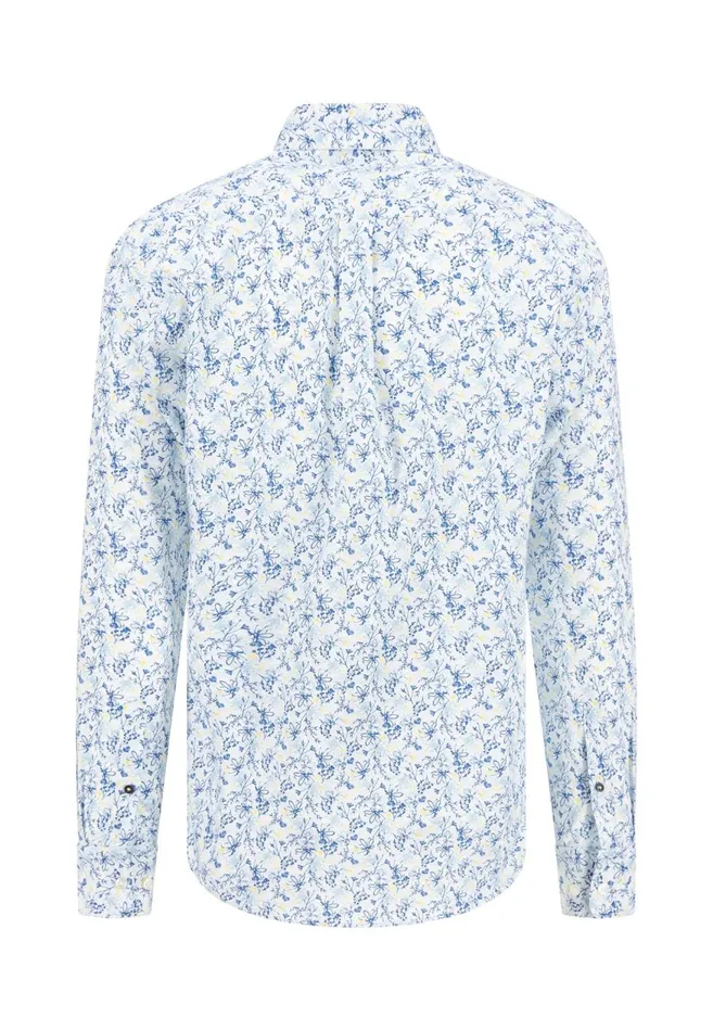 FYNCHHATTON Cotton Shirt With Floral Allover Print Splashy Oceanvivid Yellow Men Shirts