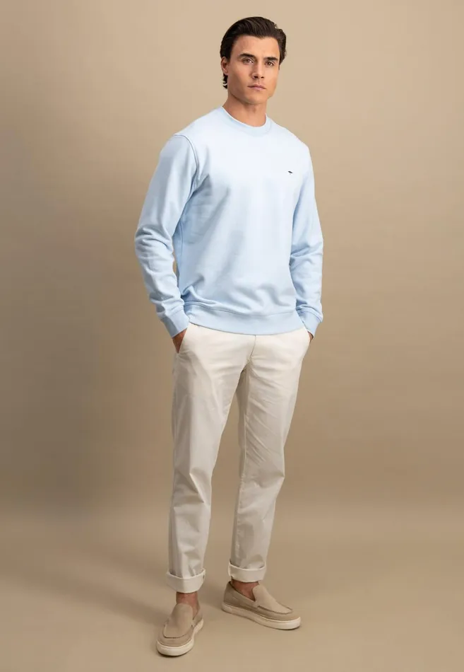 FYNCHHATTON Cotton Sweater With A Round Neckline Pale Yellowpeesummer Breezestrong Bluenavyturf Greennew Offwhitemedium Gray Men Sweater