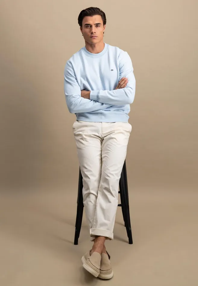 FYNCHHATTON Cotton Sweater With A Round Neckline Pale Yellowpeesummer Breezestrong Bluenavyturf Greennew Offwhitemedium Gray Men Sweater