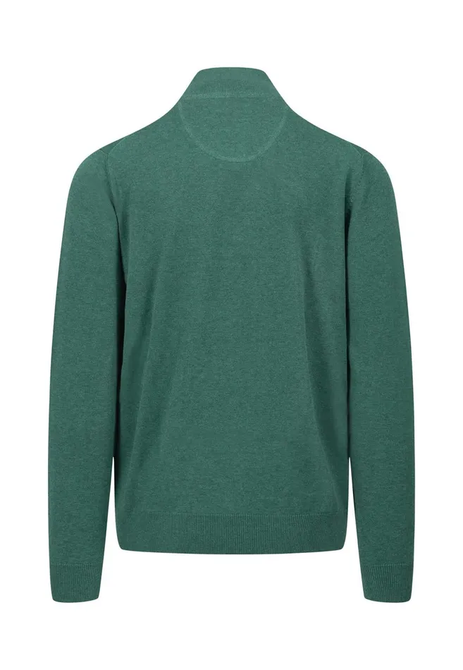 FYNCHHATTON Cotton Sweater With A Troyer Collar And Logo Detail Hazelruby Redazurenightdark Emeraldgrass Greenearthcharcoal Men Sweater