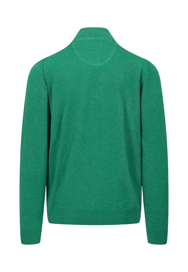 FYNCHHATTON Cotton Sweater With A Troyer Collar And Logo Detail Hazelruby Redazurenightdark Emeraldgrass Greenearthcharcoal Men Sweater