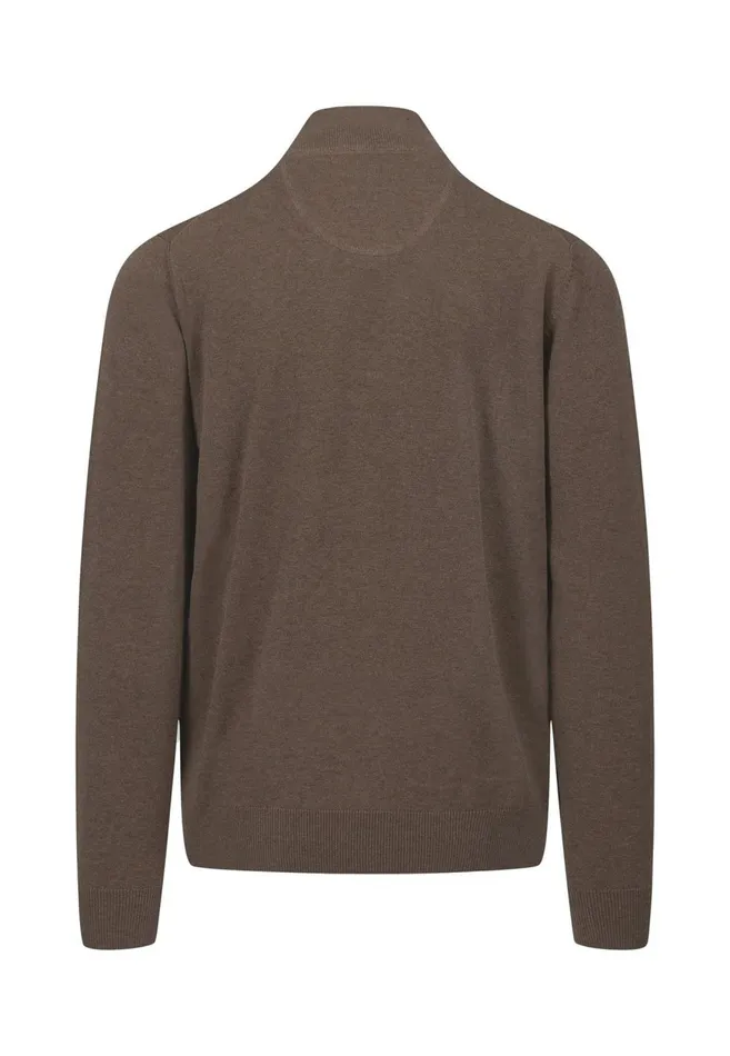 FYNCHHATTON Cotton Sweater With A Troyer Collar And Logo Detail Hazelruby Redazurenightdark Emeraldgrass Greenearthcharcoal Men Sweater