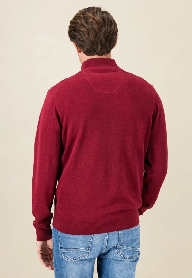 FYNCHHATTON Cotton Sweater With A Troyer Collar And Logo Detail Hazelruby Redazurenightdark Emeraldgrass Greenearthcharcoal Men Sweater