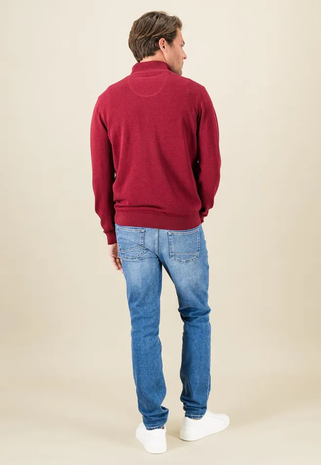 FYNCHHATTON Cotton Sweater With A Troyer Collar And Logo Detail Hazelruby Redazurenightdark Emeraldgrass Greenearthcharcoal Men Sweater