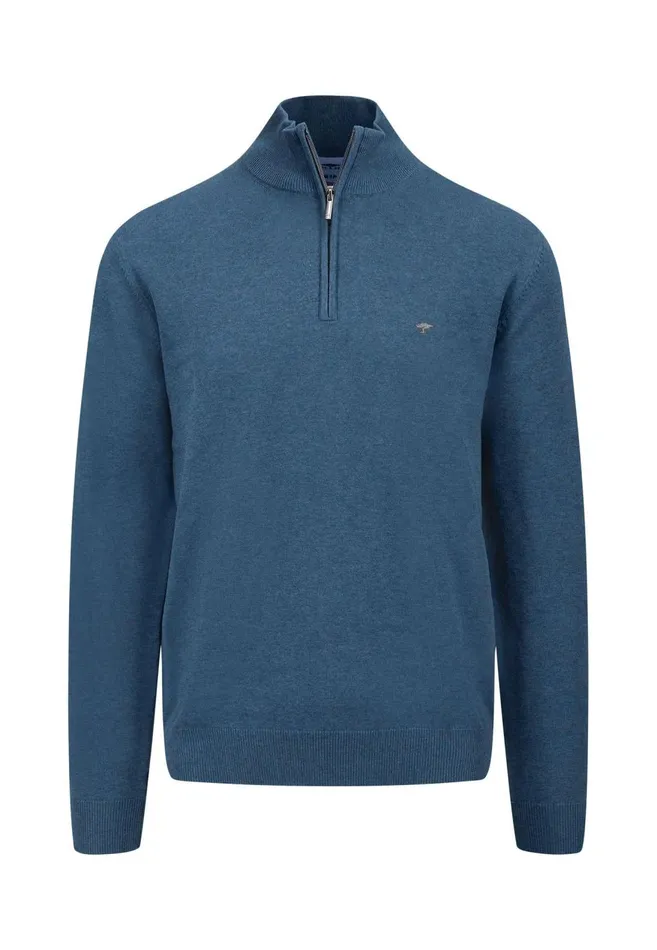FYNCHHATTON Cotton Sweater With A Troyer Collar And Logo Detail Hazelruby Redazurenightdark Emeraldgrass Greenearthcharcoal Men Sweater