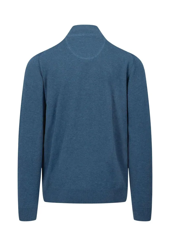 FYNCHHATTON Cotton Sweater With A Troyer Collar And Logo Detail Hazelruby Redazurenightdark Emeraldgrass Greenearthcharcoal Men Sweater