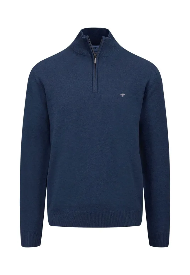 FYNCHHATTON Cotton Sweater With A Troyer Collar And Logo Detail Hazelruby Redazurenightdark Emeraldgrass Greenearthcharcoal Men Sweater