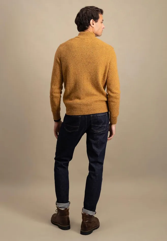FYNCHHATTON Donegal Knitting Sweaters With Troyer Collar Steelwinter Whitenavynew Dijonflamecloud Blue Men Sweater