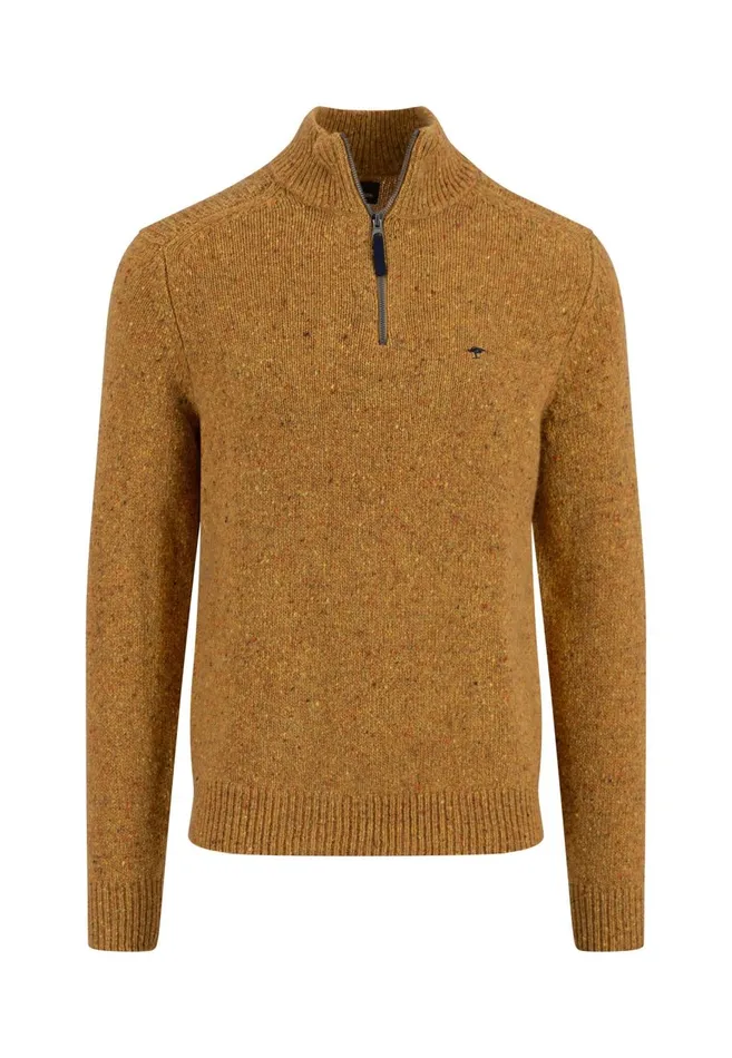 FYNCHHATTON Donegal Knitting Sweaters With Troyer Collar Steelwinter Whitenavynew Dijonflamecloud Blue Men Sweater