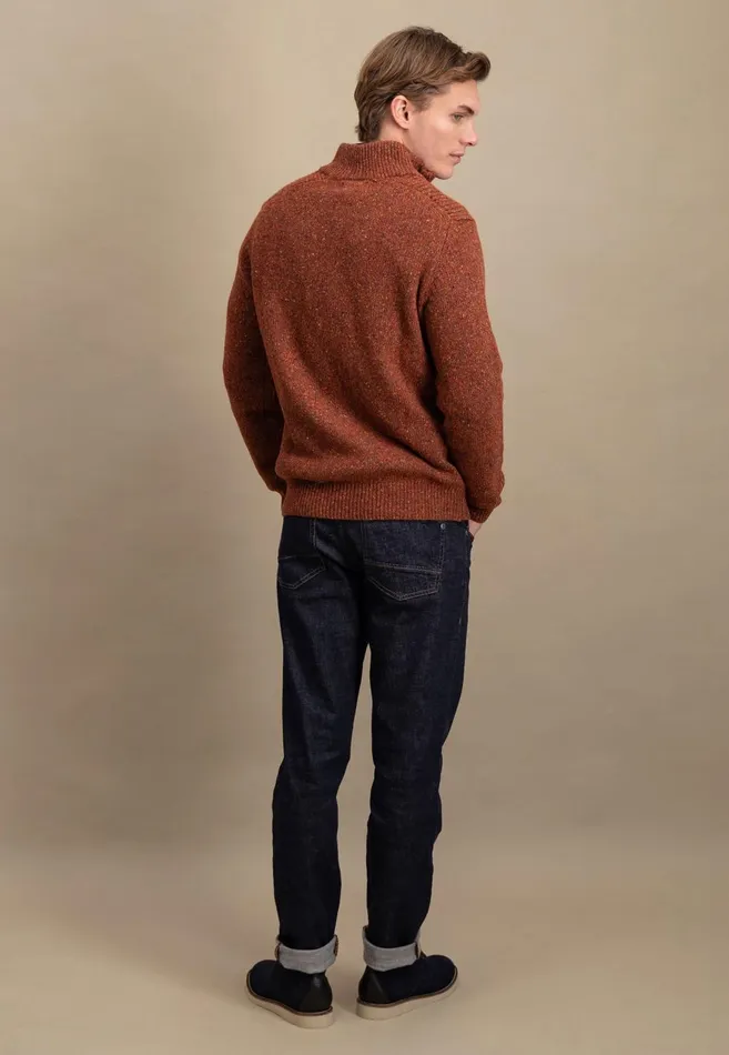 FYNCHHATTON Donegal Knitting Sweaters With Troyer Collar Steelwinter Whitenavynew Dijonflamecloud Blue Men Sweater