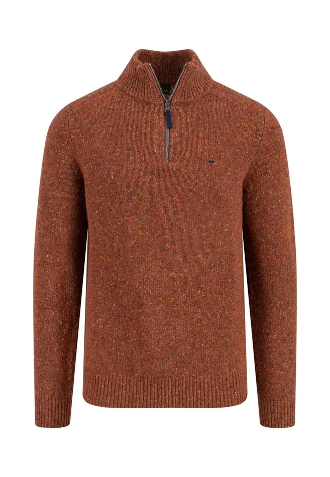 FYNCHHATTON Donegal Knitting Sweaters With Troyer Collar Steelwinter Whitenavynew Dijonflamecloud Blue Men Sweater