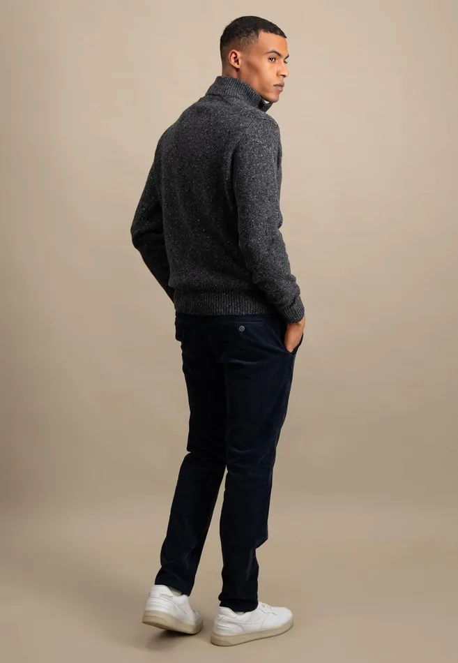 FYNCHHATTON Donegal Knitting Sweaters With Troyer Collar Steelwinter Whitenavynew Dijonflamecloud Blue Men Sweater