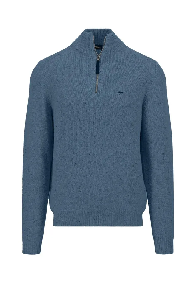 FYNCHHATTON Donegal Knitting Sweaters With Troyer Collar Steelwinter Whitenavynew Dijonflamecloud Blue Men Sweater