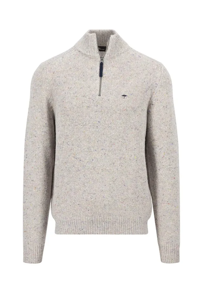 FYNCHHATTON Donegal Knitting Sweaters With Troyer Collar Steelwinter Whitenavynew Dijonflamecloud Blue Men Sweater