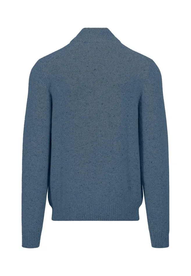 FYNCHHATTON Donegal Knitting Sweaters With Troyer Collar Steelwinter Whitenavynew Dijonflamecloud Blue Men Sweater