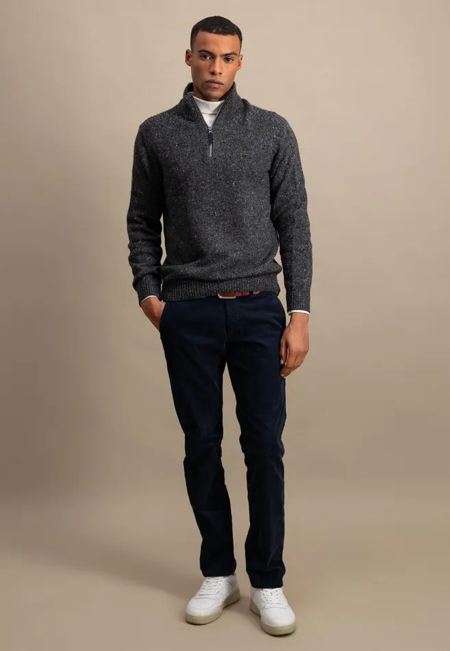 FYNCHHATTON Donegal Knitting Sweaters With Troyer Collar Steelwinter Whitenavynew Dijonflamecloud Blue Men Sweater