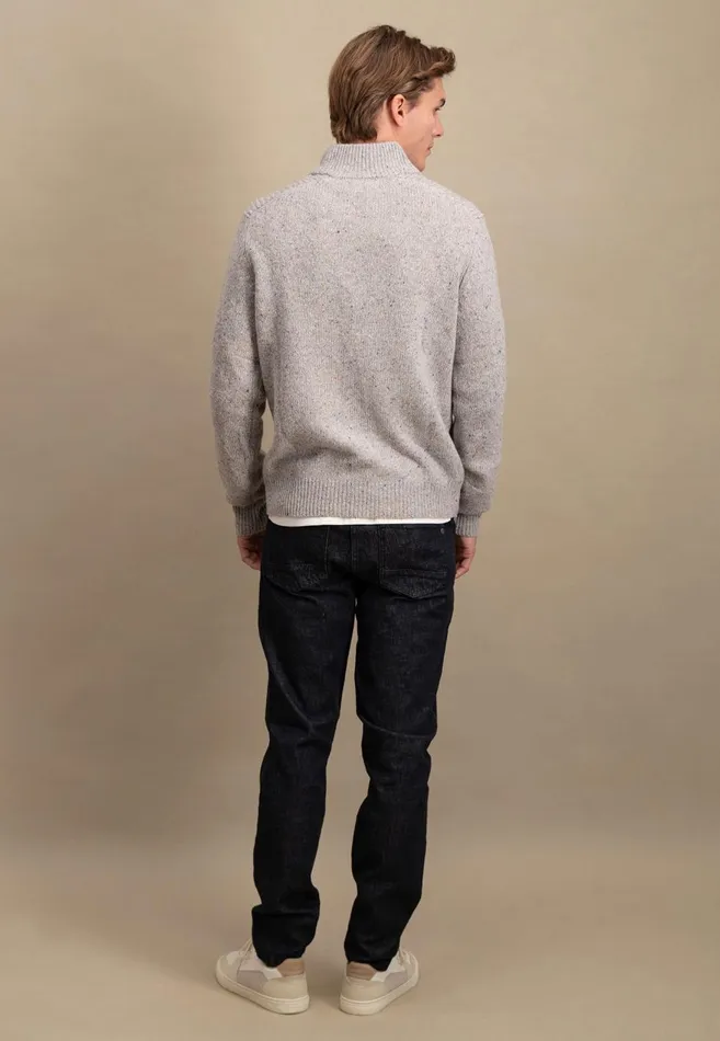 FYNCHHATTON Donegal Knitting Sweaters With Troyer Collar Steelwinter Whitenavynew Dijonflamecloud Blue Men Sweater