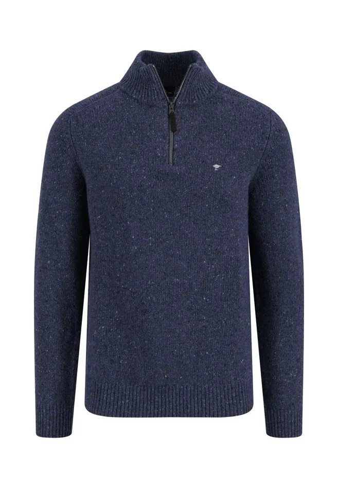 FYNCHHATTON Donegal Knitting Sweaters With Troyer Collar Steelwinter Whitenavynew Dijonflamecloud Blue Men Sweater