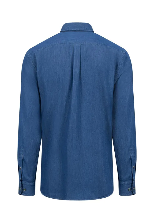 FYNCHHATTON Jeans Shirt With Buttondown Collar Navycrystal Blue Men Shirts